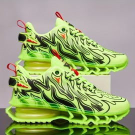 Men's Blade Sneakers - Breathable Running Sneakers with Flame Design, Mid-Top Support & TPU Sole for Hiking, Outdoor, Casual Wear - Black/Red/Yellow, Hiking Shoes, Outdoor Footwear, Dynamic Shoe Design, EVA Cushioning